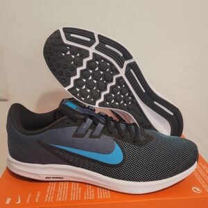 Nike Men's Downshifter 9 Black Blue Lagoon Running Shoe AQ7481-003 Size 12